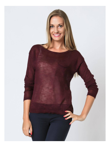 Thin sweater with burgundy pocket