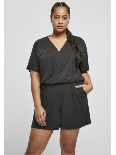 Women's short modal jumpsuit in black color