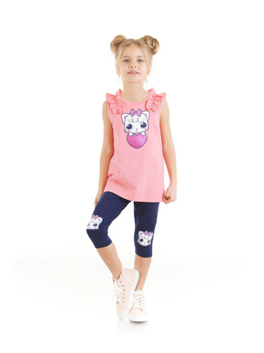 Denokids Kitten Girl T-shirt Tights Set