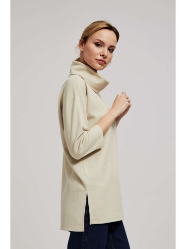 Marisse Sand Wide Turtleneck Sweatshirt