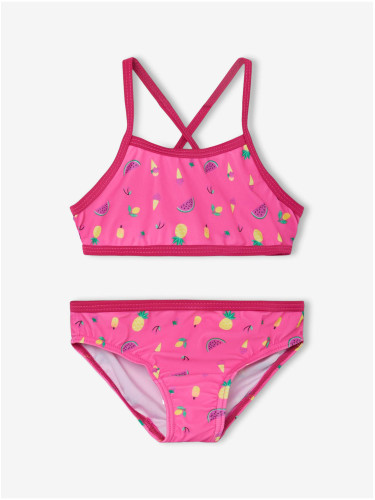 Pink girly patterned swimsuit name it Ziza - Girls