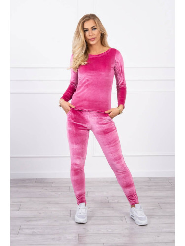 Velour set with ruffles at the back fuchsia