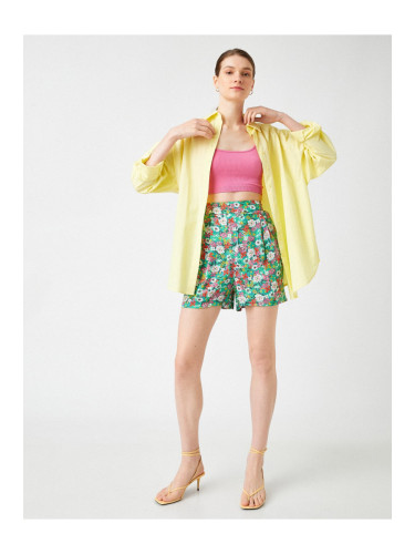 Koton Floral Mini Shorts Pleated