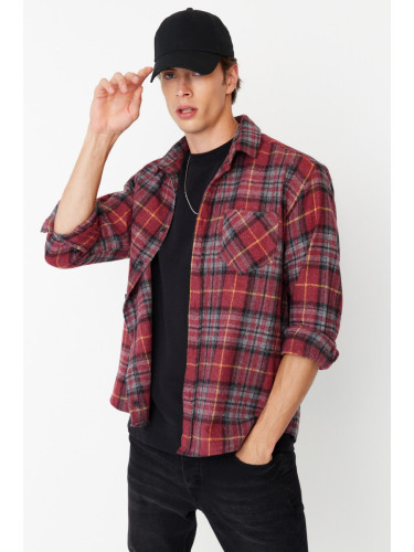 Trendyol Men's Burgundy Regular Fit Lumberjack Plaid Shirt