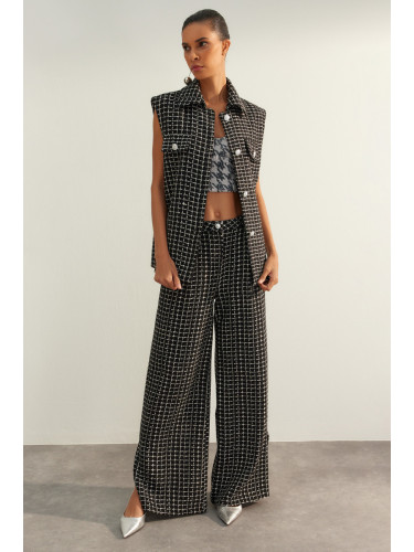 Trendyol черен лимитирана серия монтирани тъкани карирана жилетка