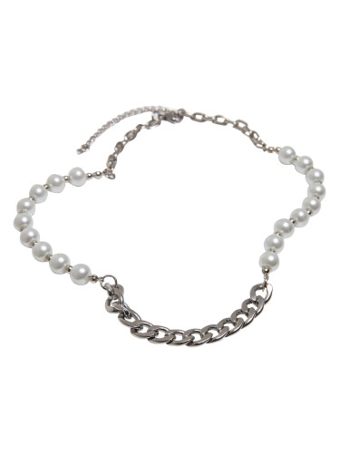 Chain necklace with various pearls - silver colors