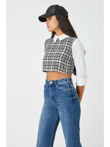 Koton Women's Black Plaid Shirt