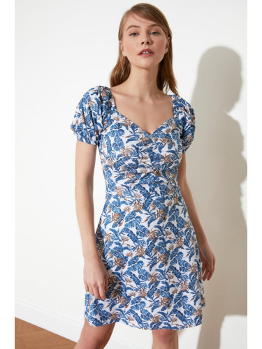 Trendyol многоцветни къдри подробни флорални шарени рокля