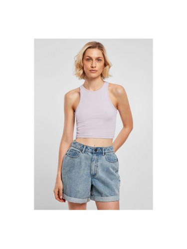 Ladies Cropped Rib Top Lilac