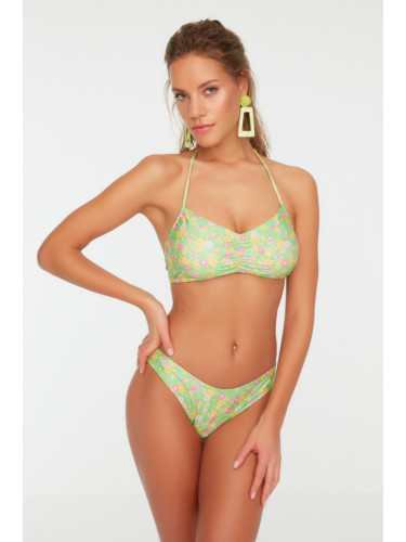 Trendyol флорални шарени Halterneck подробни бикини отгоре