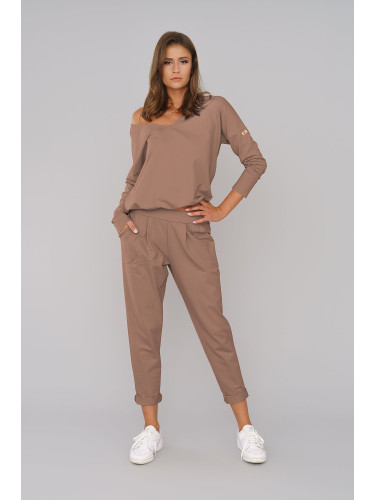 Women's tracksuit Karina with long sleeves, long pants - camel