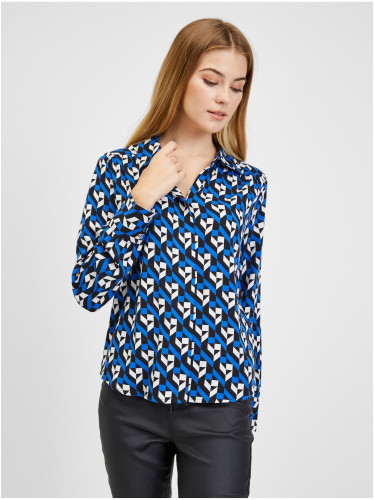 Orsay Women's Black & Blue Patterned Blouse - Women's