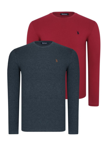 DOUBLE SET T8588 DEWBERRY ROUND NECK MEN'S SWEATSHIRT-BURGUNDY-ANTHRACITE