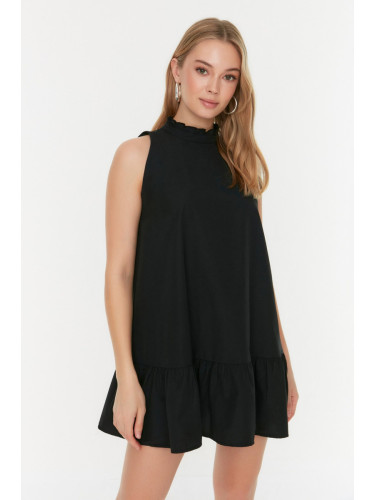 Trendyol Черно Съберете подробни мини плетени тъкани рокля
