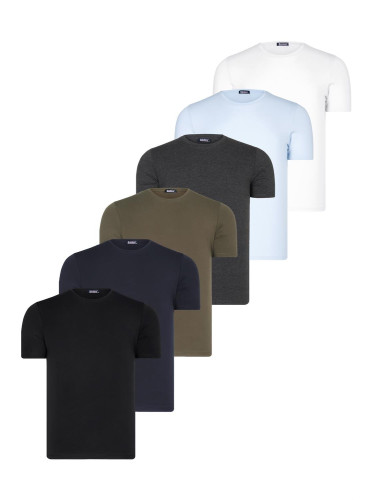 SIX SET T8569 DEWBERRY BIKE COLLAR T-SHIRT-BLACK-WHITE-BLUE-NAVY BLUE-ANTHRACITE-KHAKI