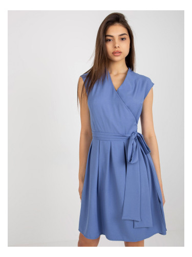 Dark blue wrap cocktail dress by Melissa