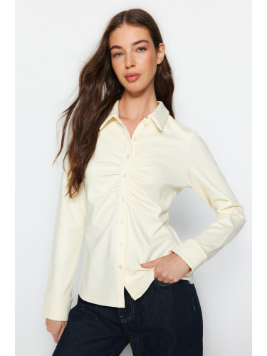 Trendyol Ecru Front Gathered Woven Shirt