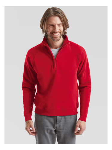 Red Men's Zip Neck Sweat Fruit of the Loom