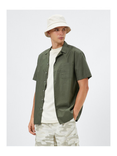 Koton Short Sleeve Shirt Turn-down Collar Pocket Detailed Cotton