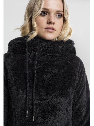 Women's Long Teddy Hoody Black