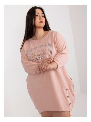 Powder Pink Oversized Midi Dress With Appliqué