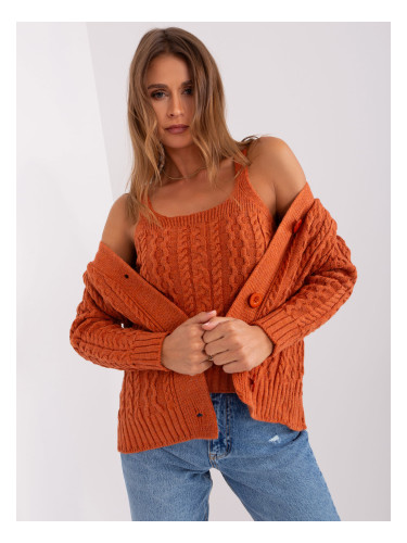 Dark orange set with cardigan