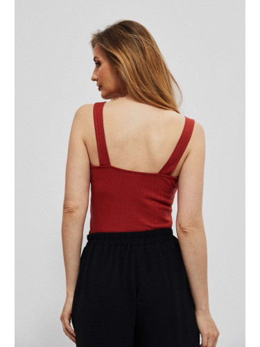 Ribbed top with wide straps - red