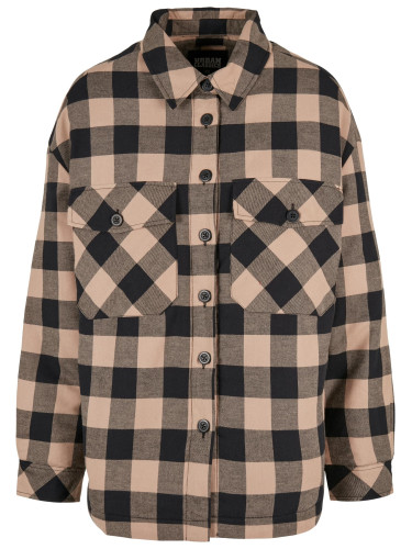 Women's flannel padded overshirt black/softtaupe