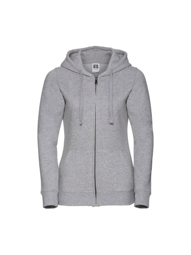 Light grey women's hoodie with Authentic Russell zipper