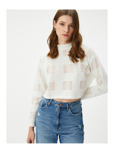 Koton Crop Sweatshirt Openwork Long Sleeve