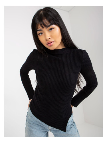 Black simple asymmetrical striped sweater