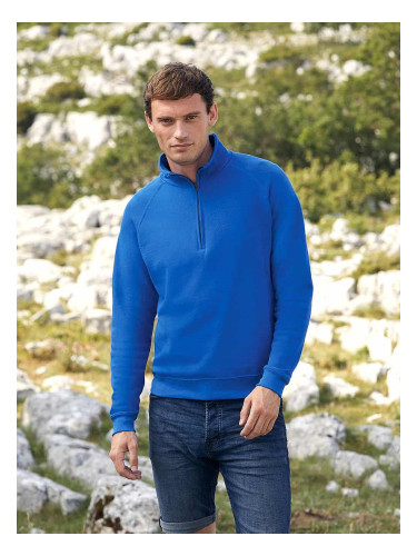 Blue Men's Sweatshirt Zip Neck Sweat Fruit of the Loom