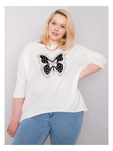 Cotton ecru blouse with appliqué