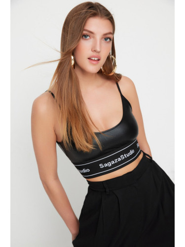 Trendyol X Sagaza Studio Black Crop Knitted Bustier