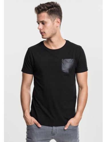 Pocket T-shirt made of blk/blk synthetic leather