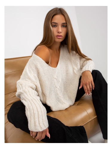 Ecru oversized knitted sweater OCH BELLA