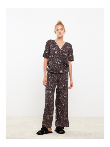 LC Waikiki V-Neck Patterned Short Sleeve Viscose Women's Pajama Set