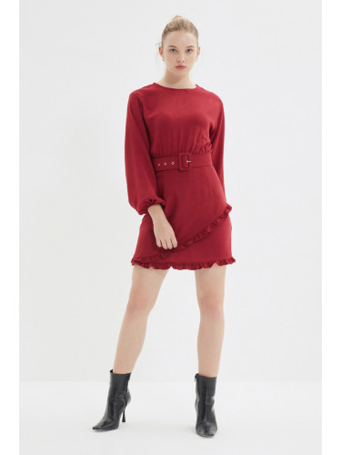 Trendyol Burgundy Belted Dress