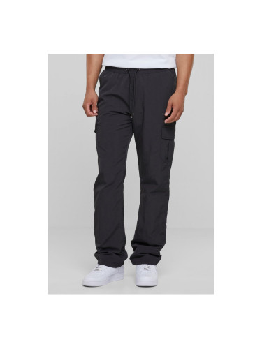 Nylon cargo pants with straight legs black