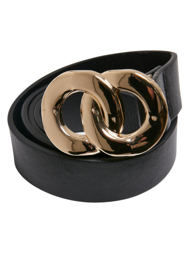 Women's belt with buckle made of synthetic leather black/gold