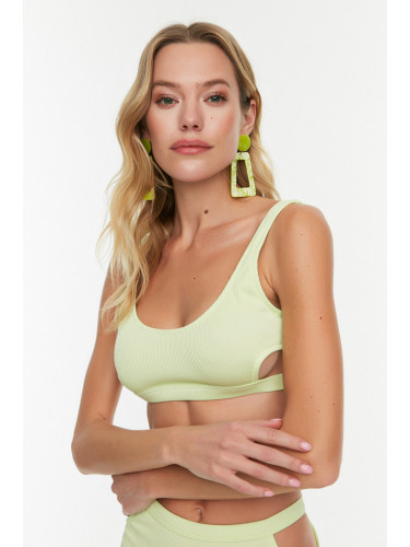 Trendyol Green Textured Cut Out Detailed Bikini Top