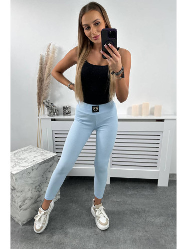 Ribbed high-waisted leggings blue