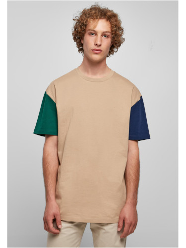 Organic oversized T-shirt Colorblock unionbeige