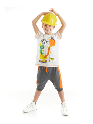 Denokids Dino At Work Boys T-shirt Capri Shorts Set