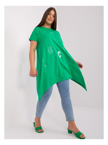 Green asymmetrical blouse plus size