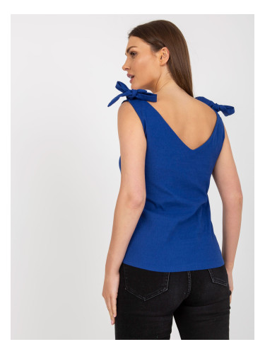 Navy blue V-neck top by RUE PARIS