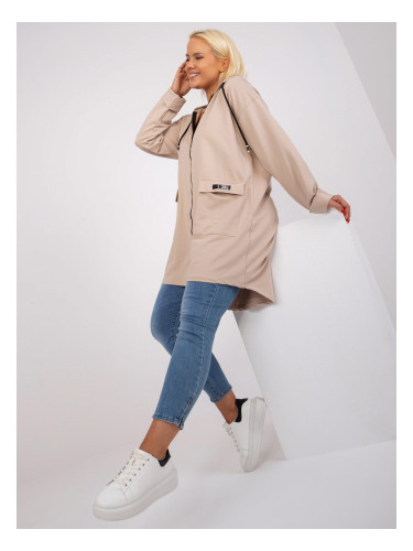 Beige long hoodie of larger size