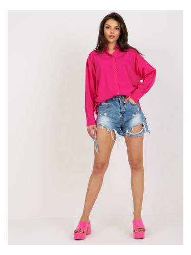 Fuchsia women's oversize shirt with collar