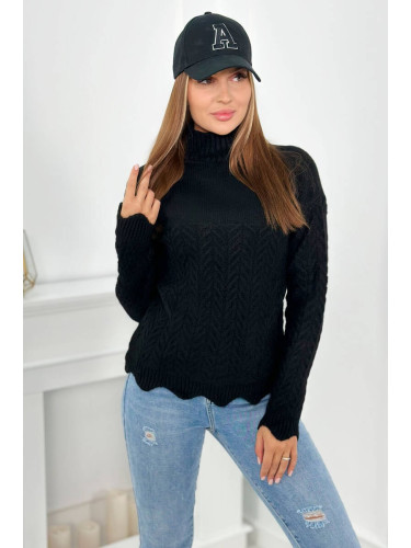 Black sweater with decorative ruffle