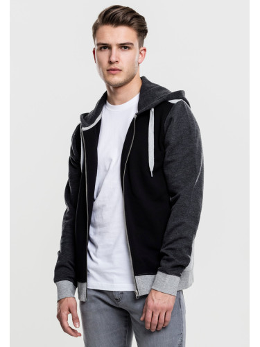 3-Tone Hooded Zipper with Black/Grey/Charcoal Hood